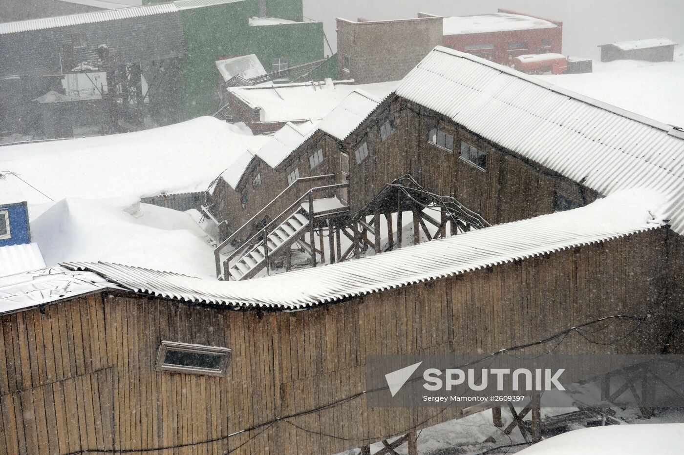 Mining town of Barentsburg on Spitsbergen