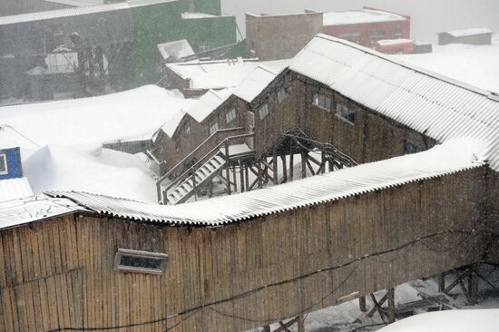 Mining town of Barentsburg on Spitsbergen
