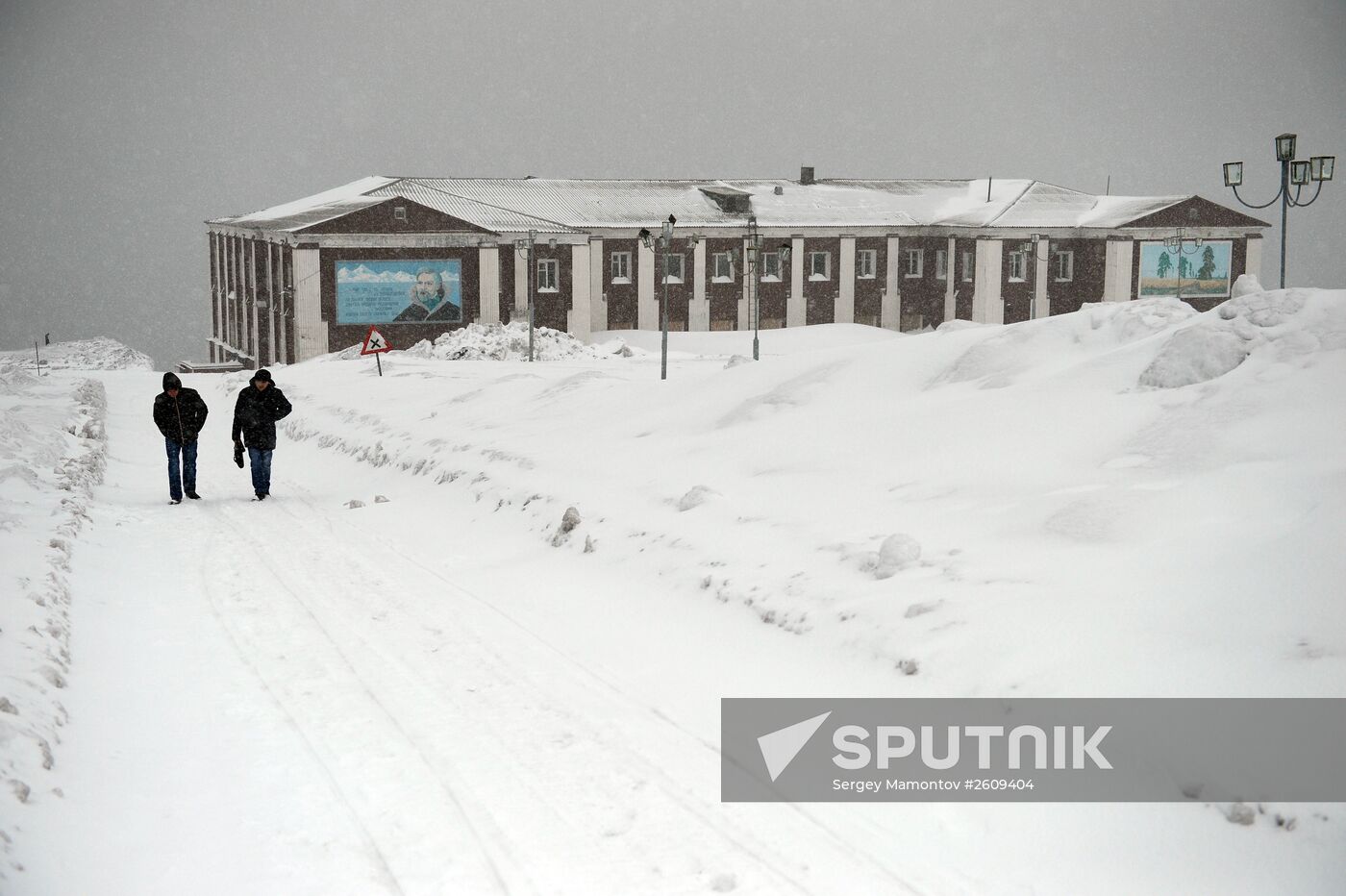 Mining town of Barentsburg on Spitsbergen