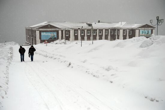 Mining town of Barentsburg on Spitsbergen