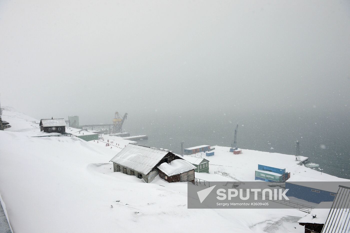 Mining town of Barentsburg on Spitsbergen