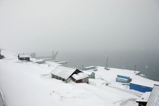 Mining town of Barentsburg on Spitsbergen