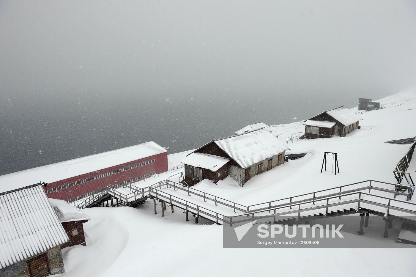 Mining town of Barentsburg on Spitsbergen