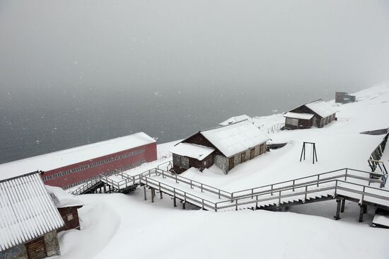 Mining town of Barentsburg on Spitsbergen