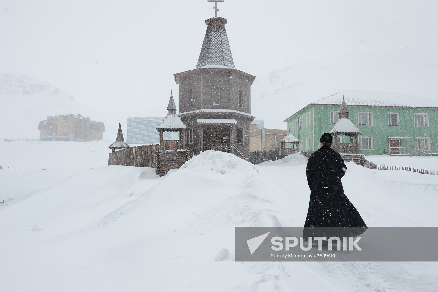 Mining town of Barentsburg on Spitsbergen