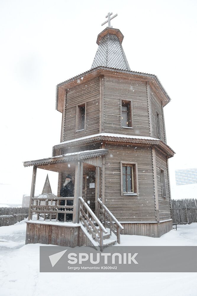 Mining town of Barentsburg on Spitsbergen