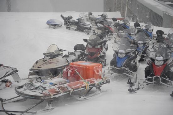 Mining town of Barentsburg on Spitsbergen