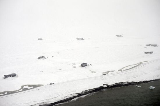 Mining town of Barentsburg on Spitsbergen