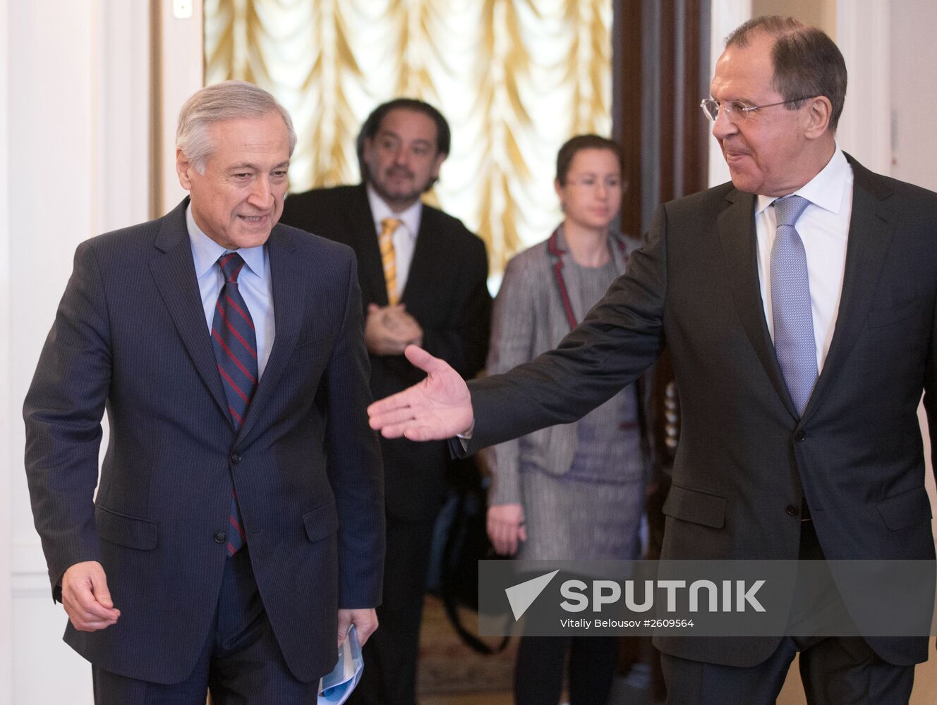 Russian Foreign Minister Sergei Lavrov meets with his Chilean counterpart Heraldo Munoz