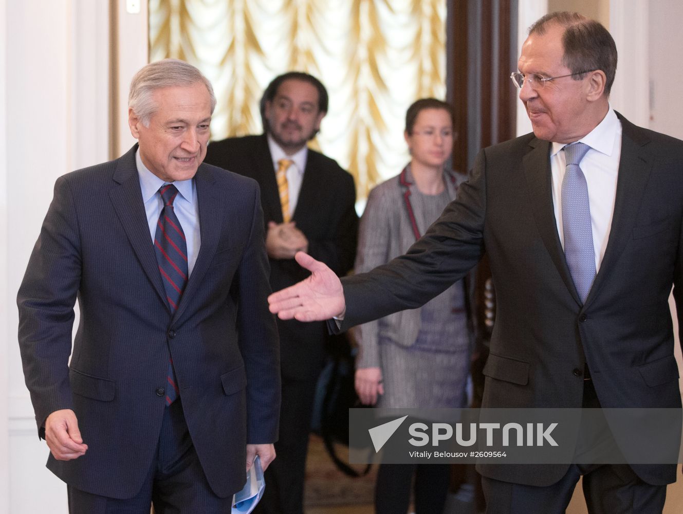 Russian Foreign Minister Sergei Lavrov meets with his Chilean counterpart Heraldo Munoz