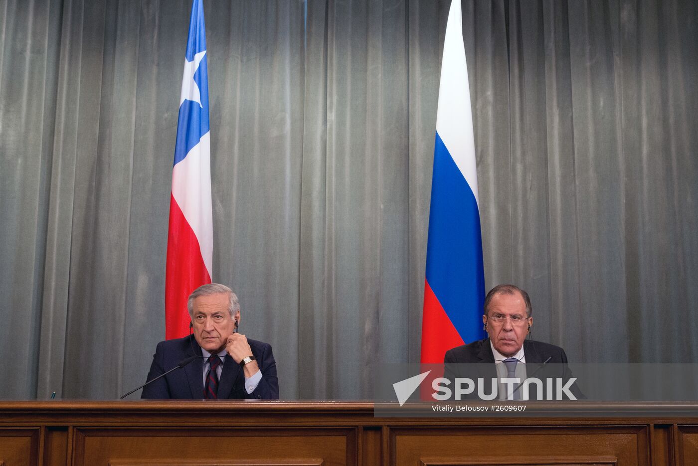 Russian Foreign Minister Sergei Lavrov meets with his Chilean counterpart Heraldo Munoz