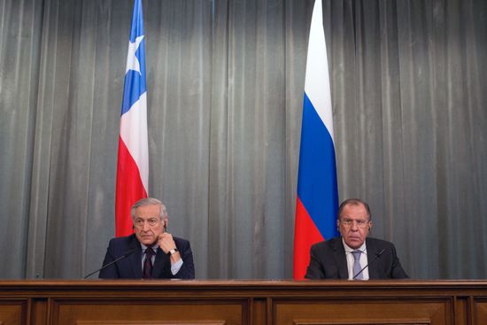 Russian Foreign Minister Sergei Lavrov meets with his Chilean counterpart Heraldo Munoz