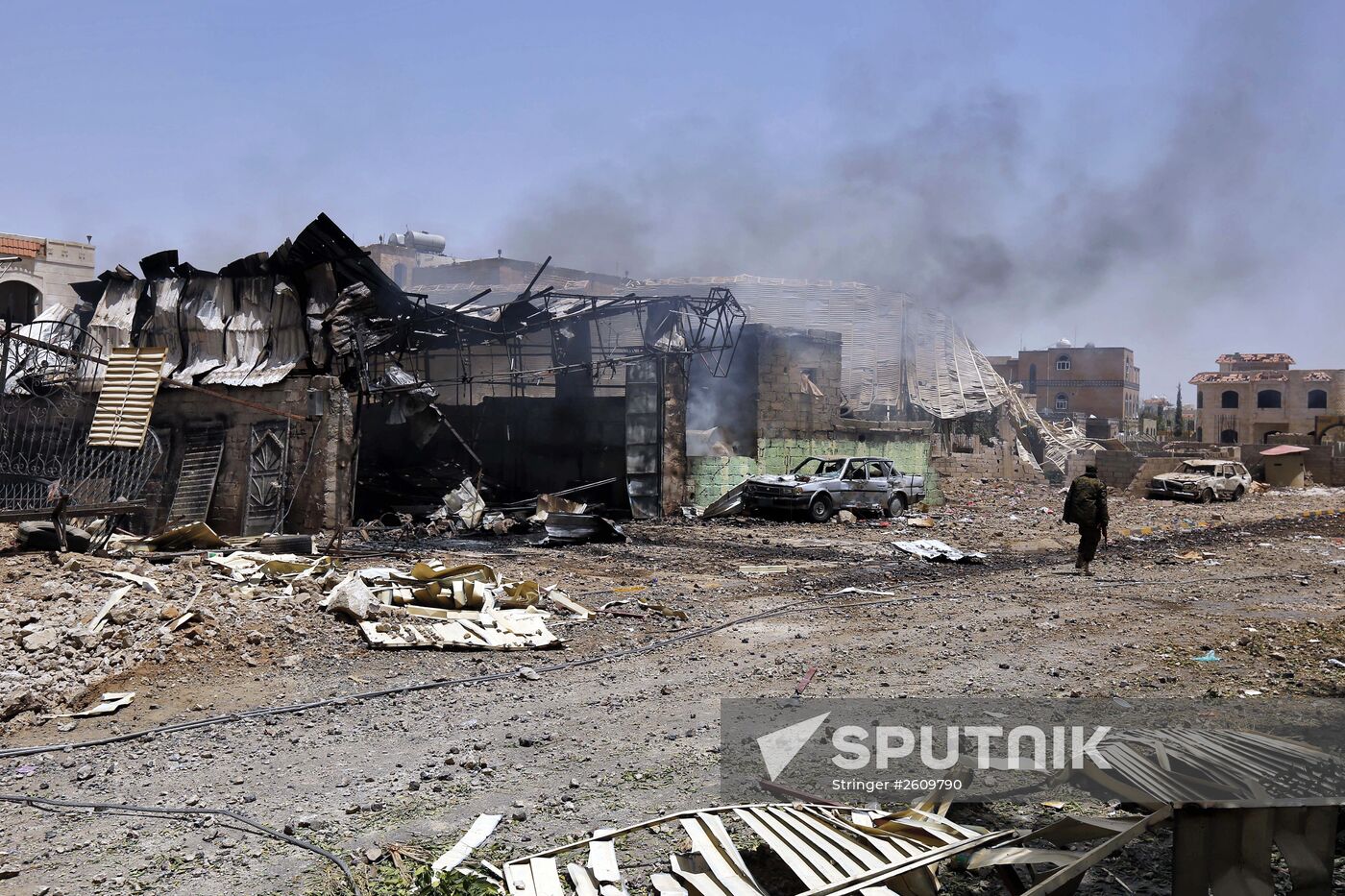 Aftermath of coalition airstrikes on Yemen