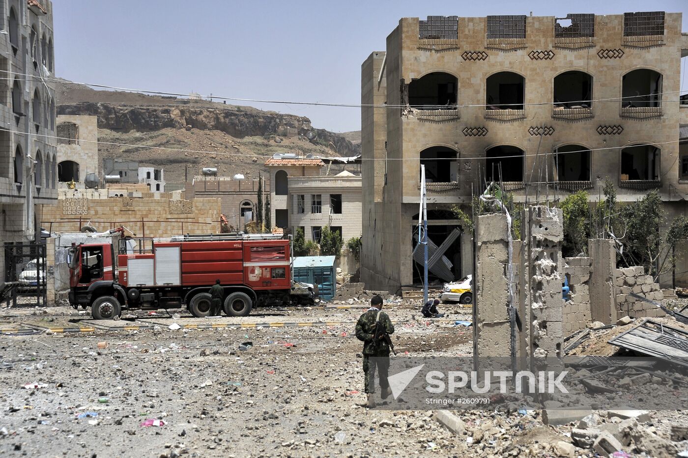 Aftermath of coalition airstrikes on Yemen