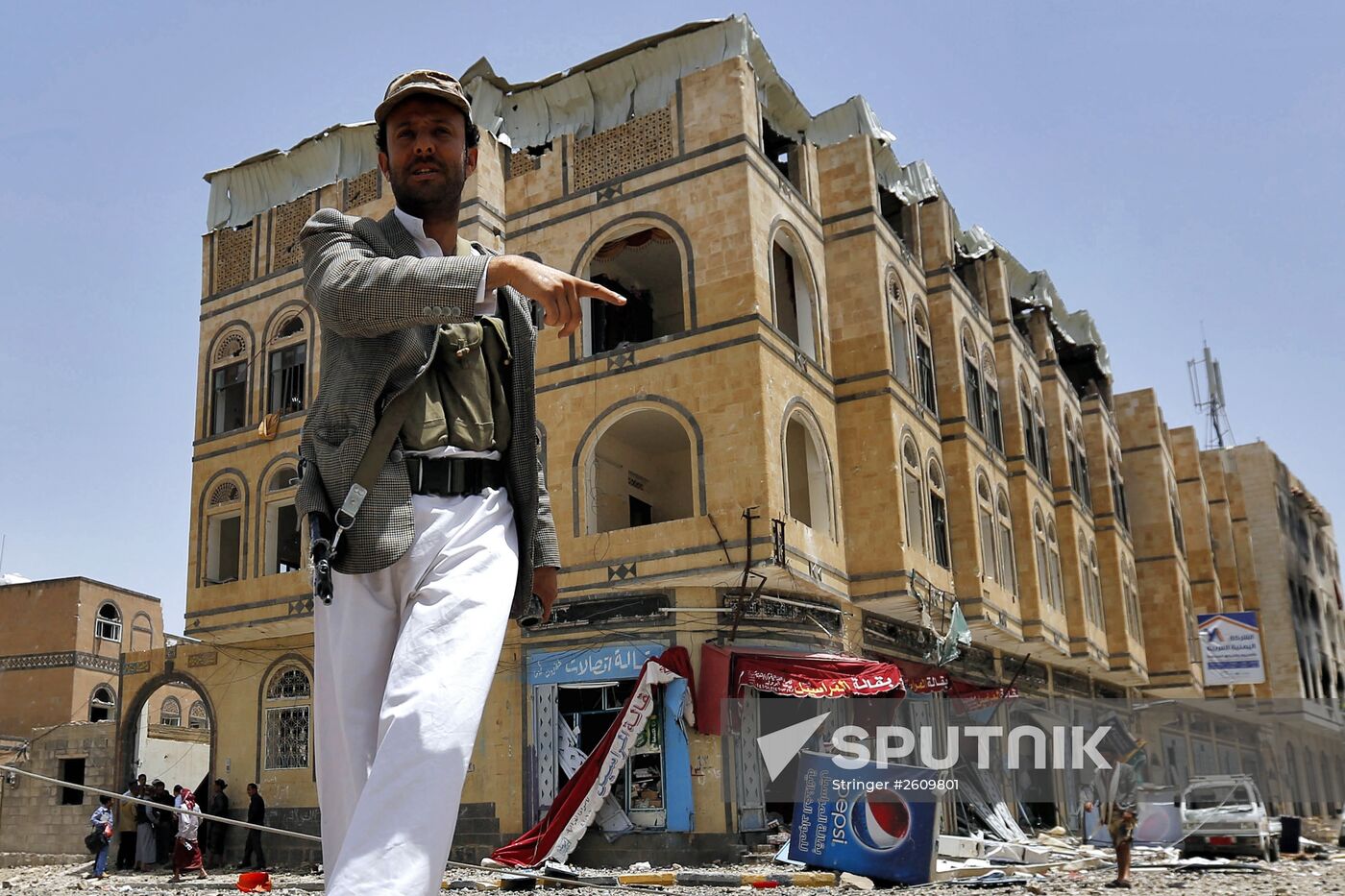 Aftermath of coalition airstrikes on Yemen