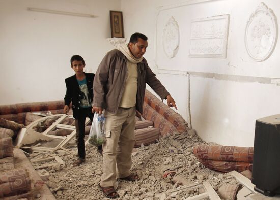 Aftermath of coalition's air strikes on Yemen