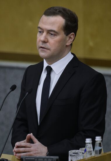 Dmitry Medvedev reports on the Government's performance at the State Duma of the Russian Federation