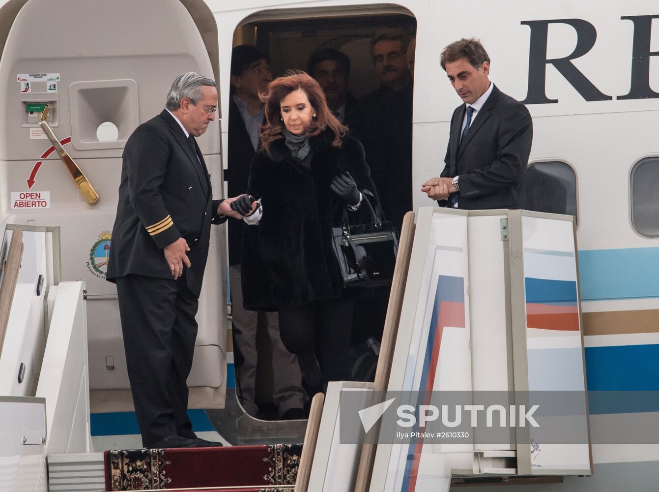 Argentine President Cristina Fernandez de Kirchner arrives in Moscow