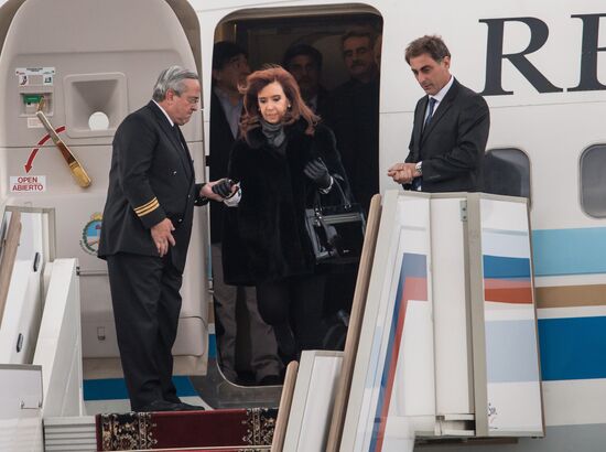 Argentine President Cristina Fernandez de Kirchner arrives in Moscow