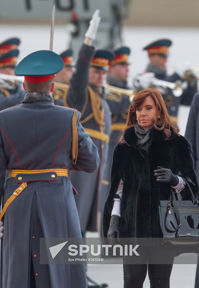 Argentine President Cristina Fernandez de Kirchner arrives in Moscow