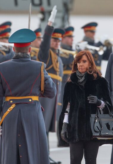 Argentine President Cristina Fernandez de Kirchner arrives in Moscow