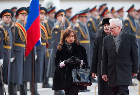 Argentine President Cristina Fernandez de Kirchner arrives in Moscow