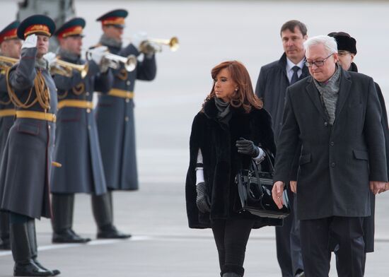 Argentine President Cristina Fernandez de Kirchner arrives in Moscow