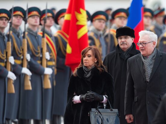 Argentine President Cristina Fernandez de Kirchner arrives in Moscow