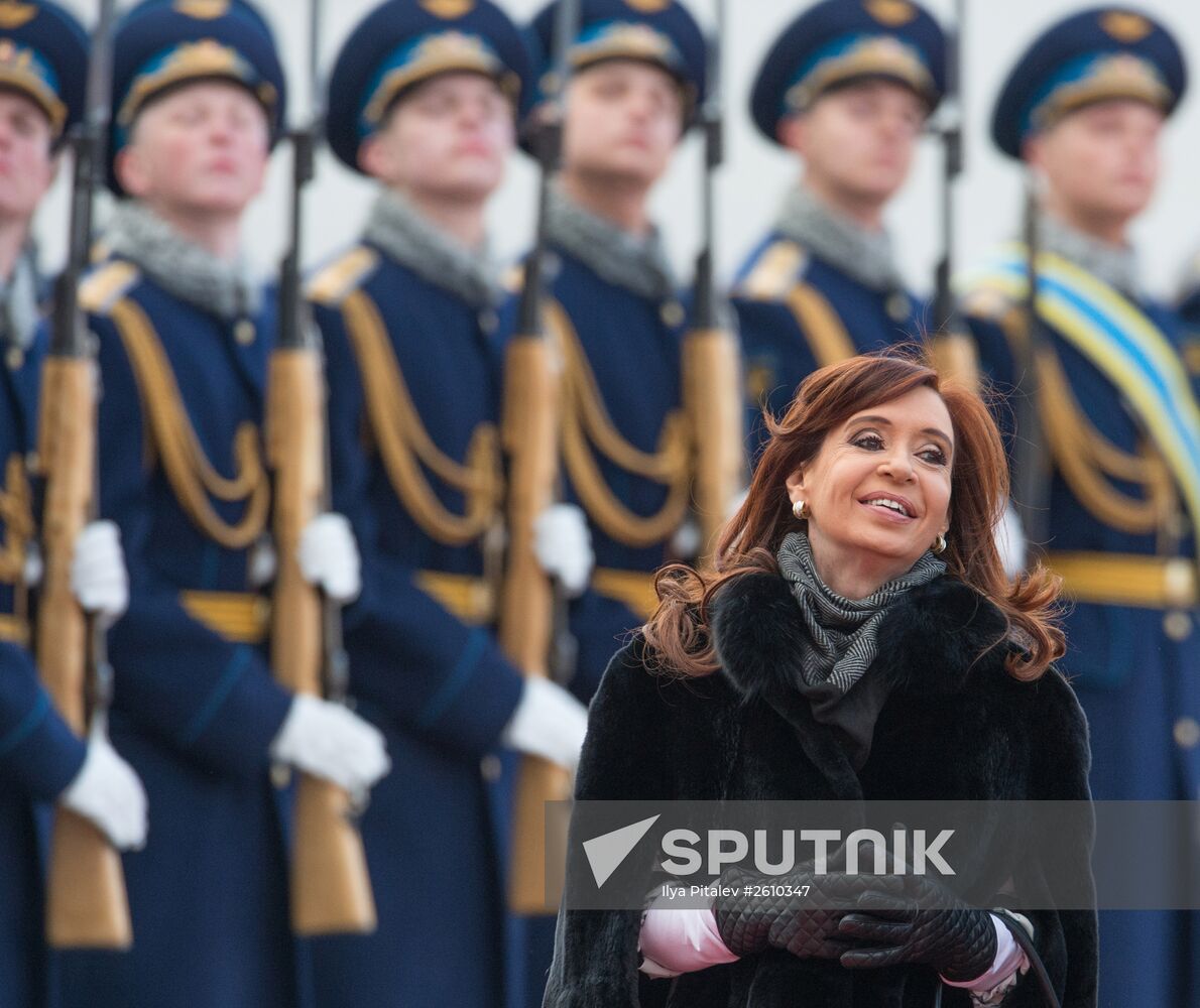 Argentine President Cristina Fernandez de Kirchner arrives in Moscow