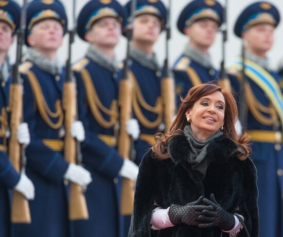 Argentine President Cristina Fernandez de Kirchner arrives in Moscow