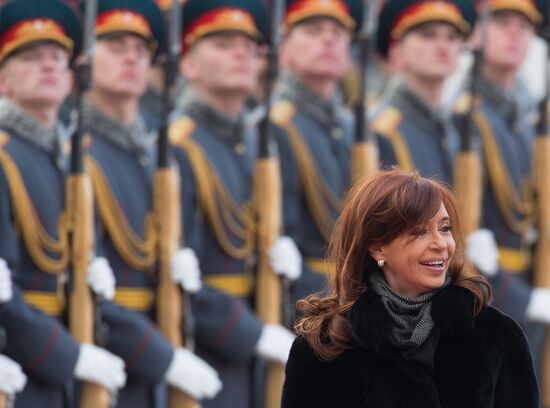 Argentine President Cristina Fernandez de Kirchner arrives in Moscow