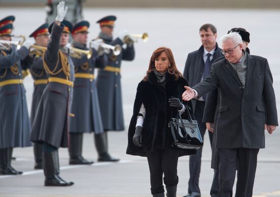 Argentine President Cristina Fernandez de Kirchner arrives in Moscow