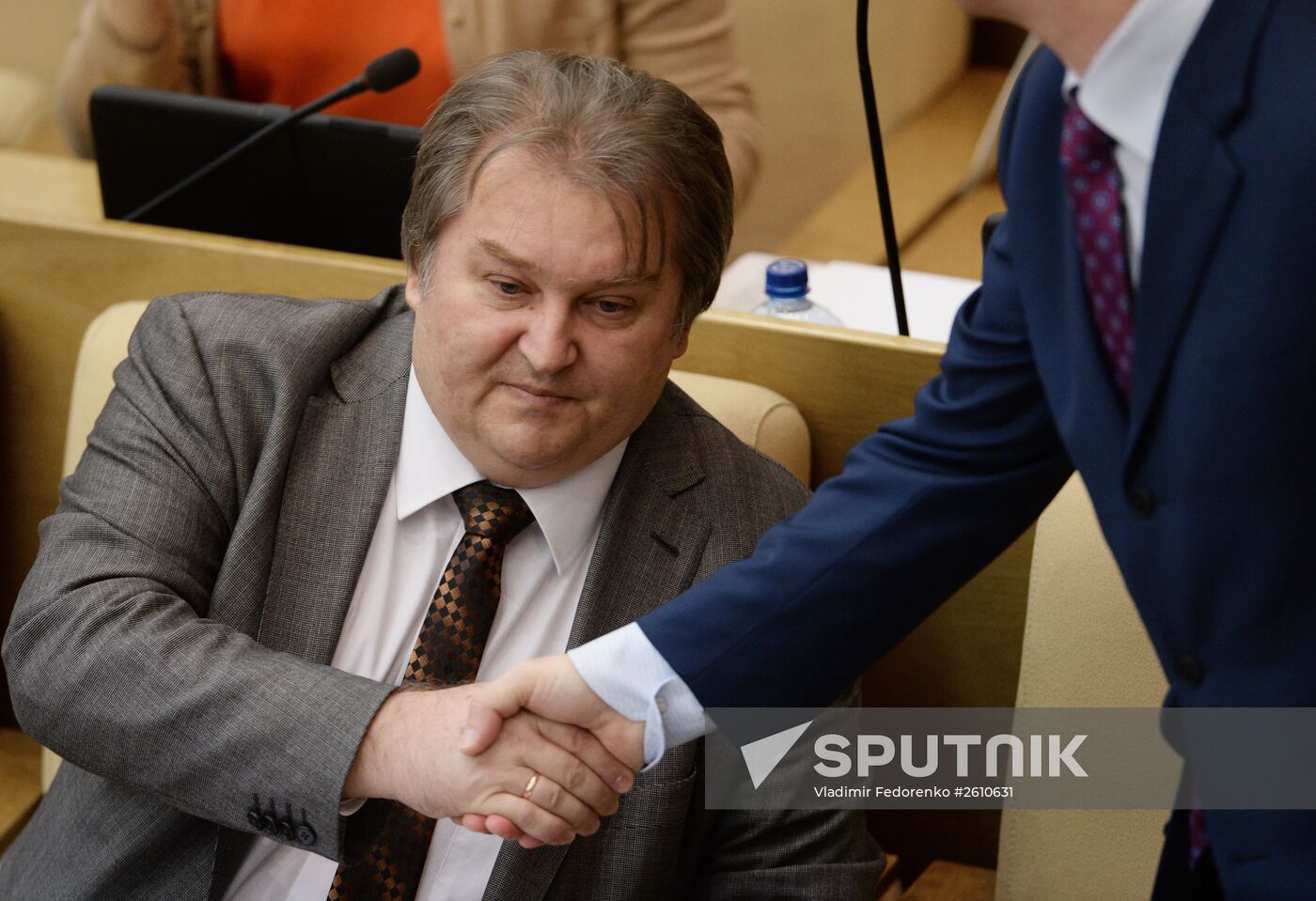 Mikhail Yemelyanov, First Deputy Chairman of the State Duma Committee for Economic Policy, Innovative Development and Entrepreneurship, at a State Duma plenary session. Location: Russia, Moscow. Author: Vladimir Fedorenko/Sputnik. State Duma plenary session