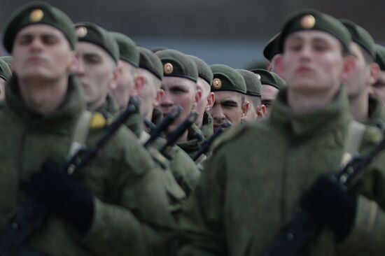 Joint training of soldier formations and mechanized units for Victory Parade