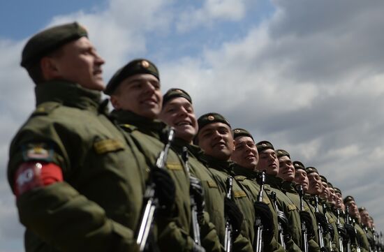 Joint training of soldier formations and mechanized units for Victory Parade