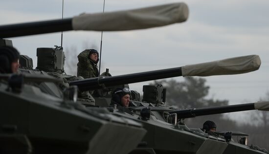 Joint training of soldier formations and mechanized units for Victory Parade