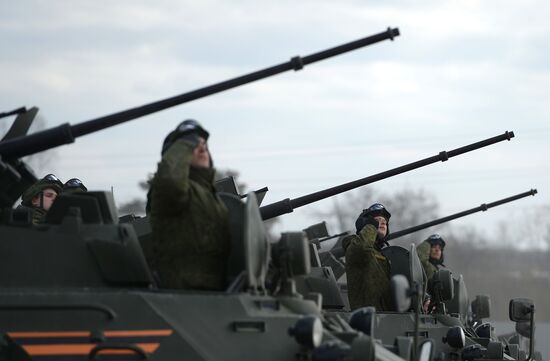 Joint training of soldier formations and mechanized units for Victory Parade
