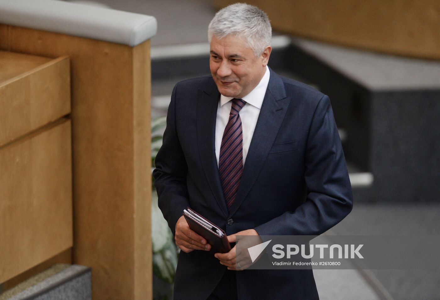 Minister of the Interior Vladimir Kolokoltsev during the Government Hour at a State Duma plenary session. Location: Russia, Moscow. Author: Vladimir Fedorenko/Sputnik. State Duma plenary session