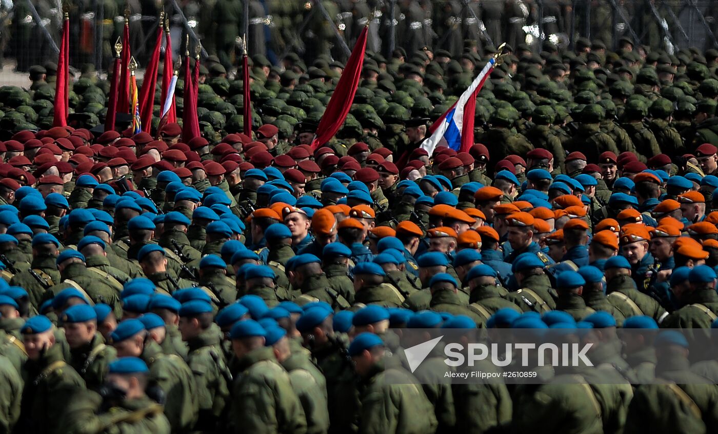 Joint training of soldier formations and mechanized units for Victory Parade