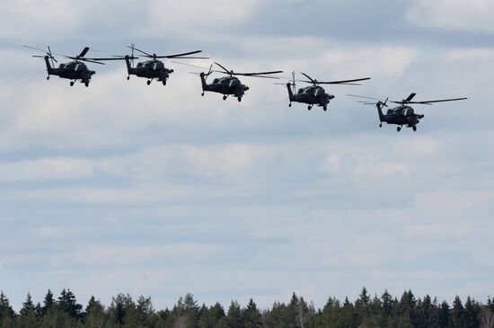 Preparations for air show as part of Victory Day Parade