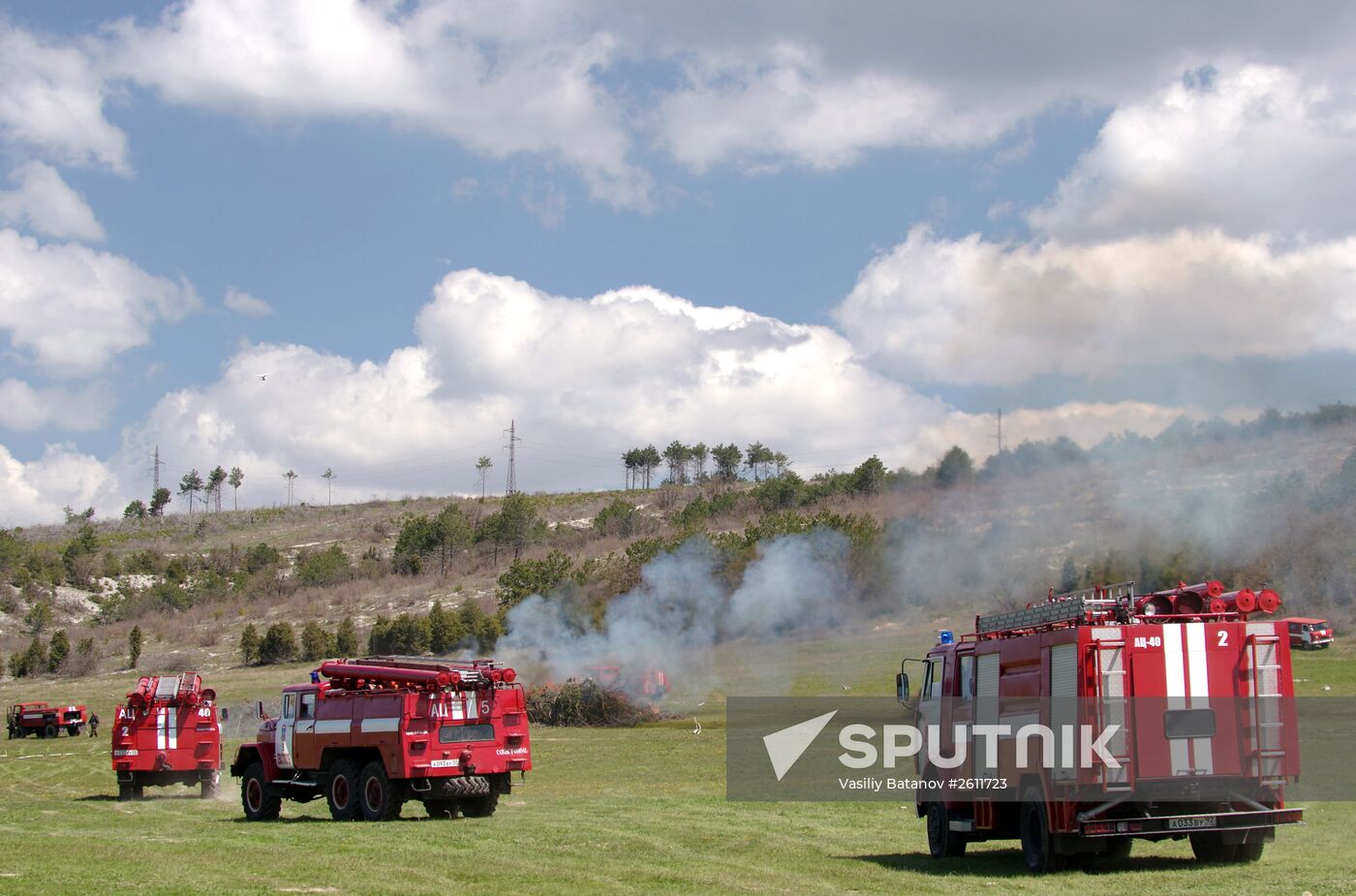 Forest fire extinguishing exercises near Sevastopol