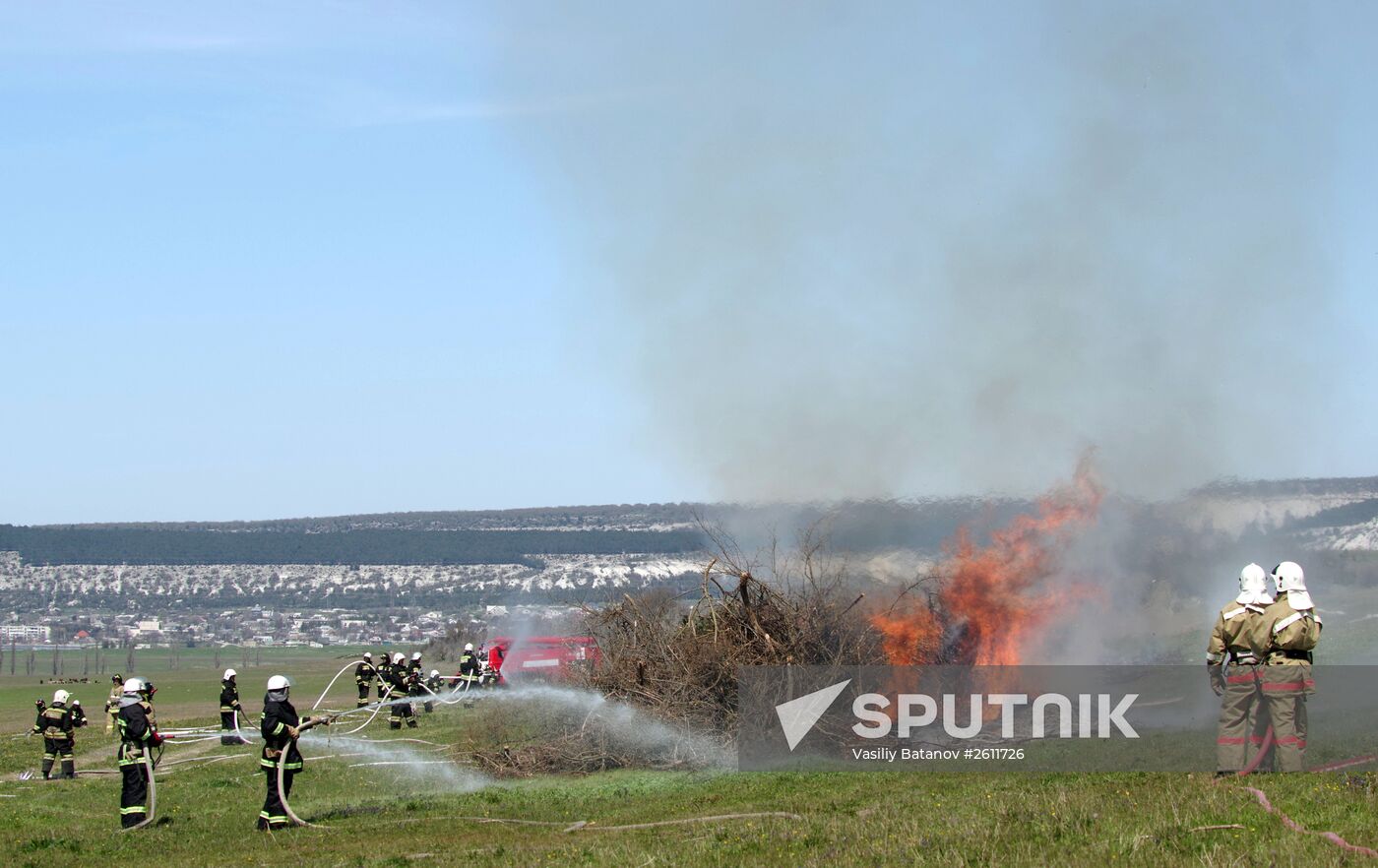 Forest fire extinguishing exercises near Sevastopol