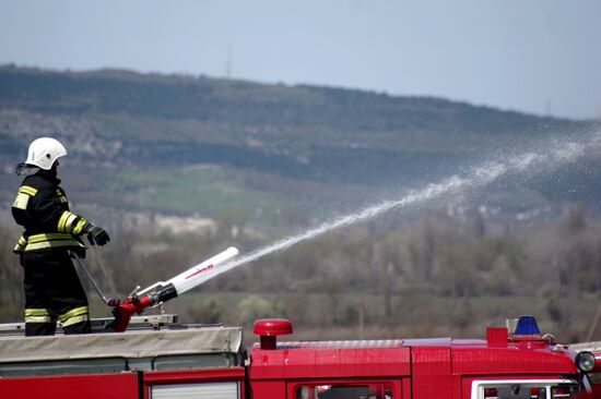 Forest fire extinguishing exercises near Sevastopol