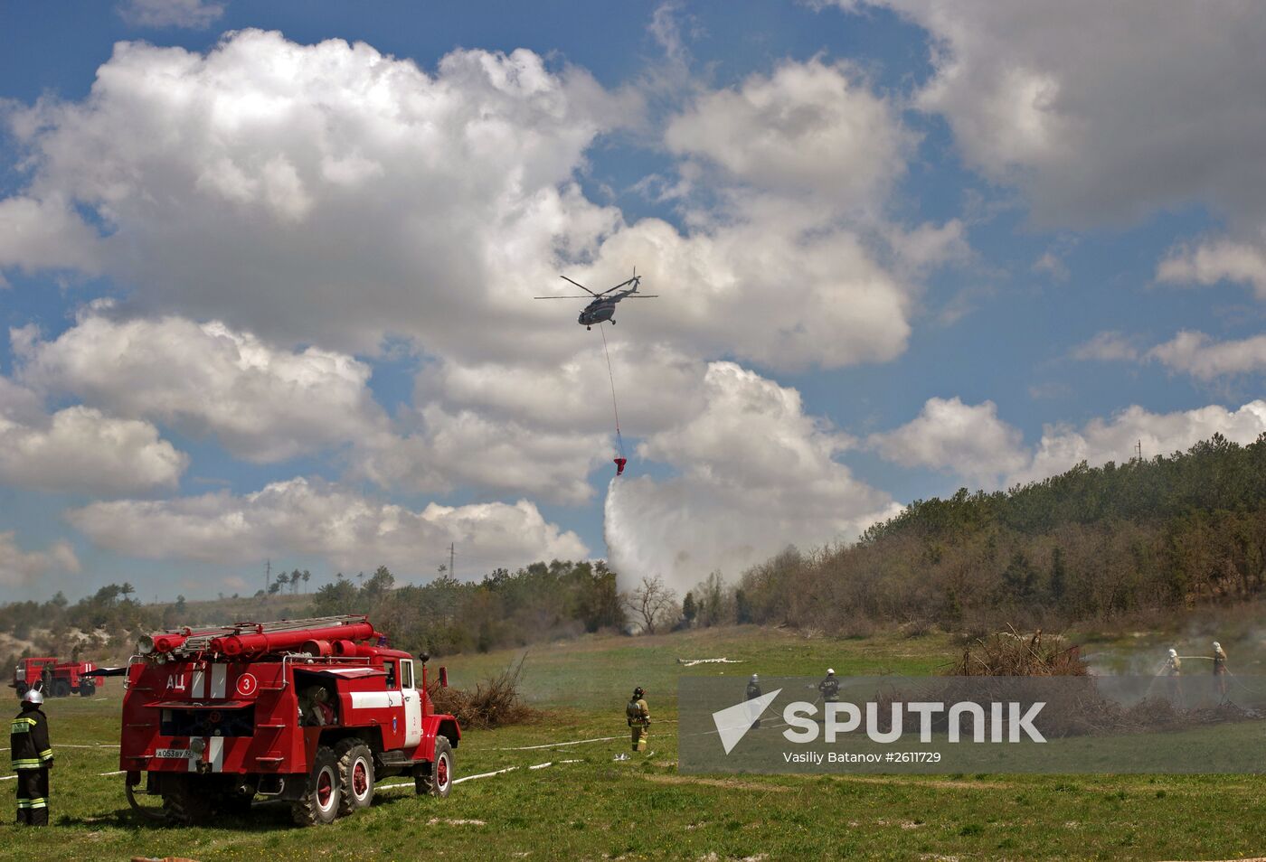 Forest fire extinguishing exercises near Sevastopol