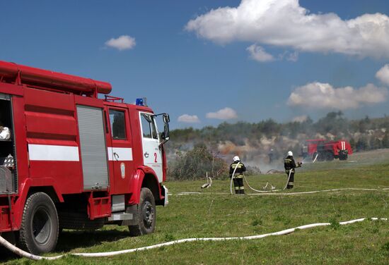 Forest fire extinguishing exercises near Sevastopol