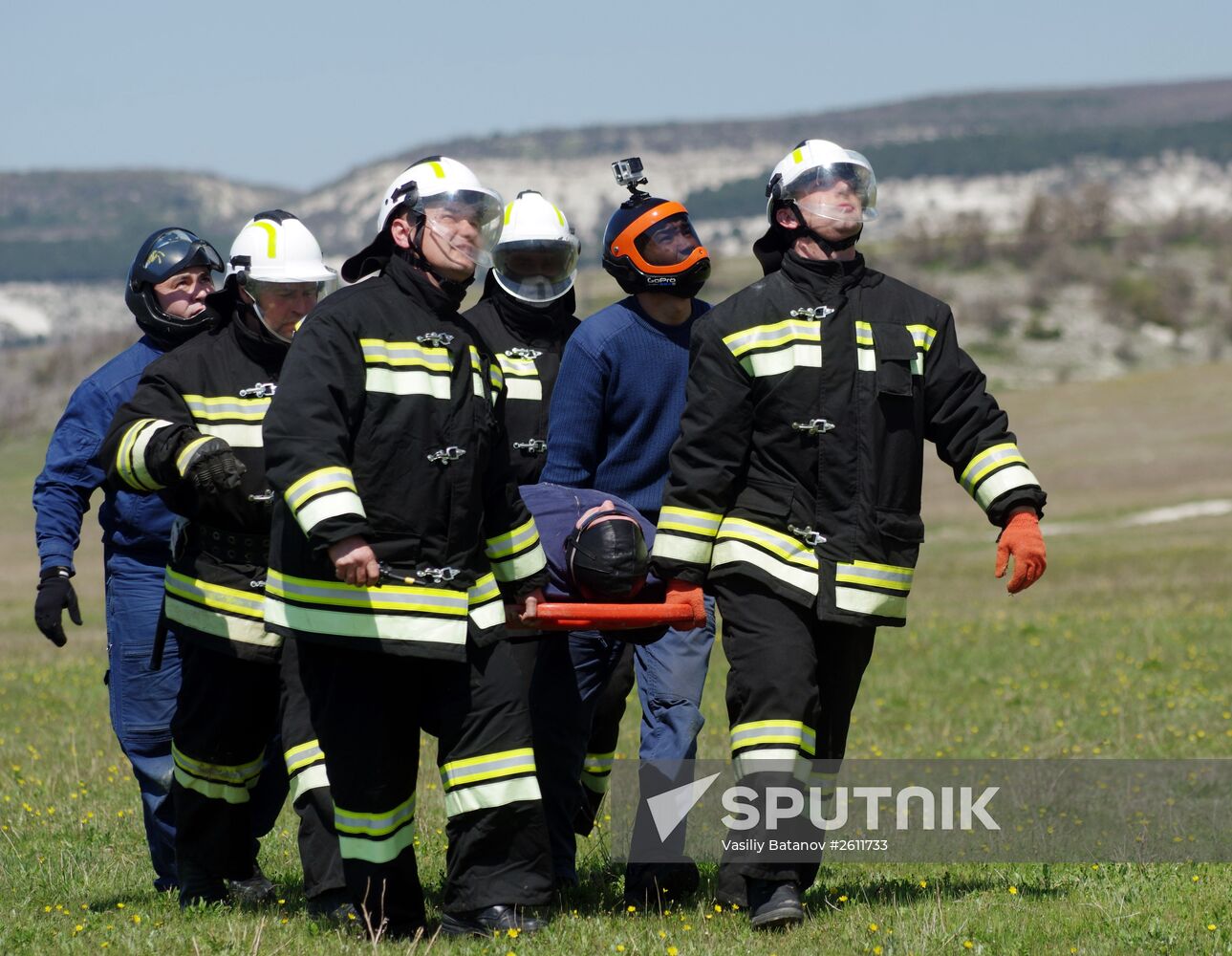Forest fire extinguishing exercises near Sevastopol