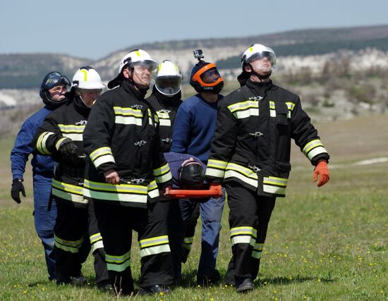 Forest fire extinguishing exercises near Sevastopol