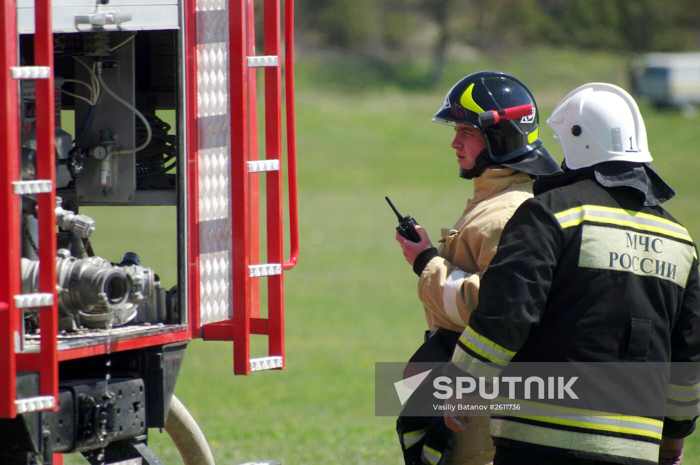 Forest fire extinguishing exercises near Sevastopol