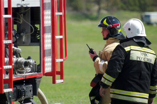 Forest fire extinguishing exercises near Sevastopol