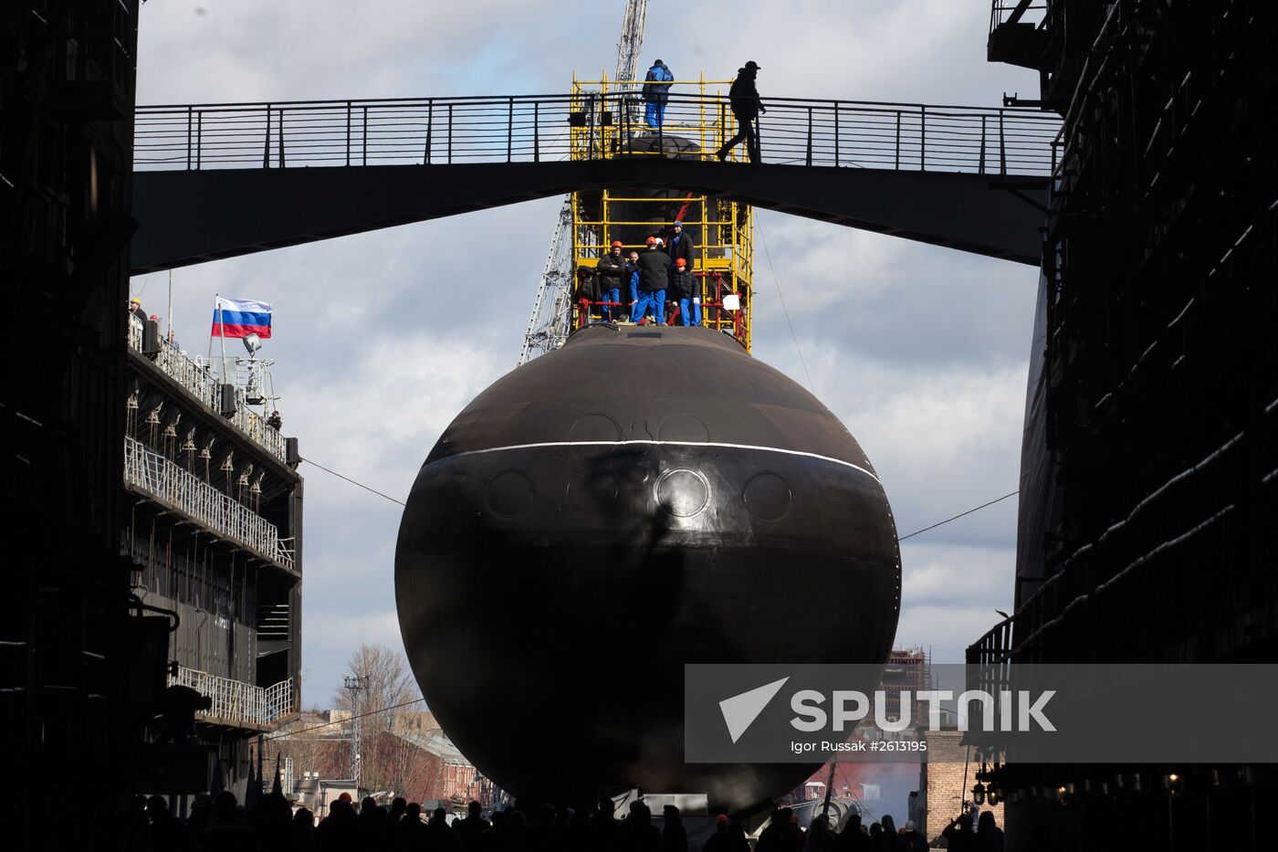 Launching the submarine Krasnodar in St. Petersburg
